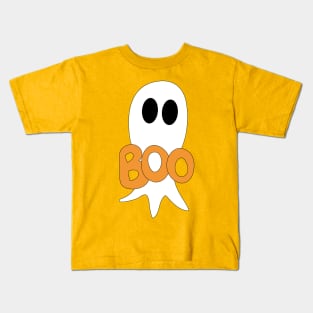 Cute Halloween ghost cartoon with BOO text Kids T-Shirt